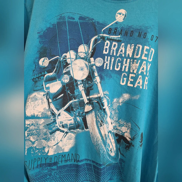 Urban Vintage Retro Men's‎ Blue T-shirt, Size XL - Picture 3 of 5